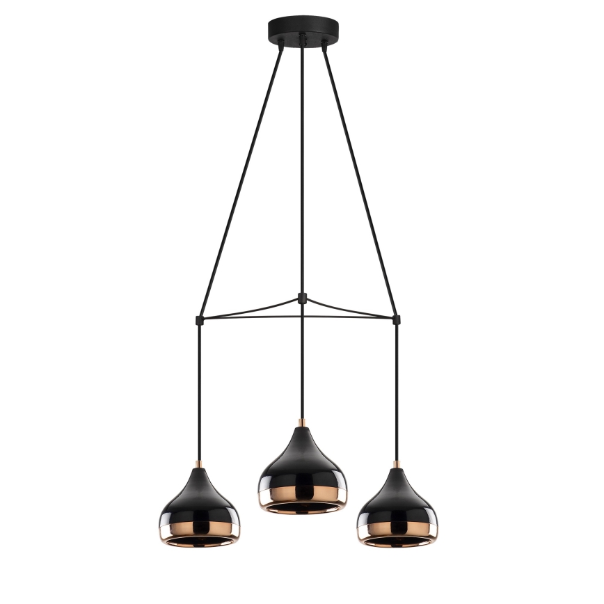 Lustr na lanku YILDO 3xE27/40W/230V černá/měděná