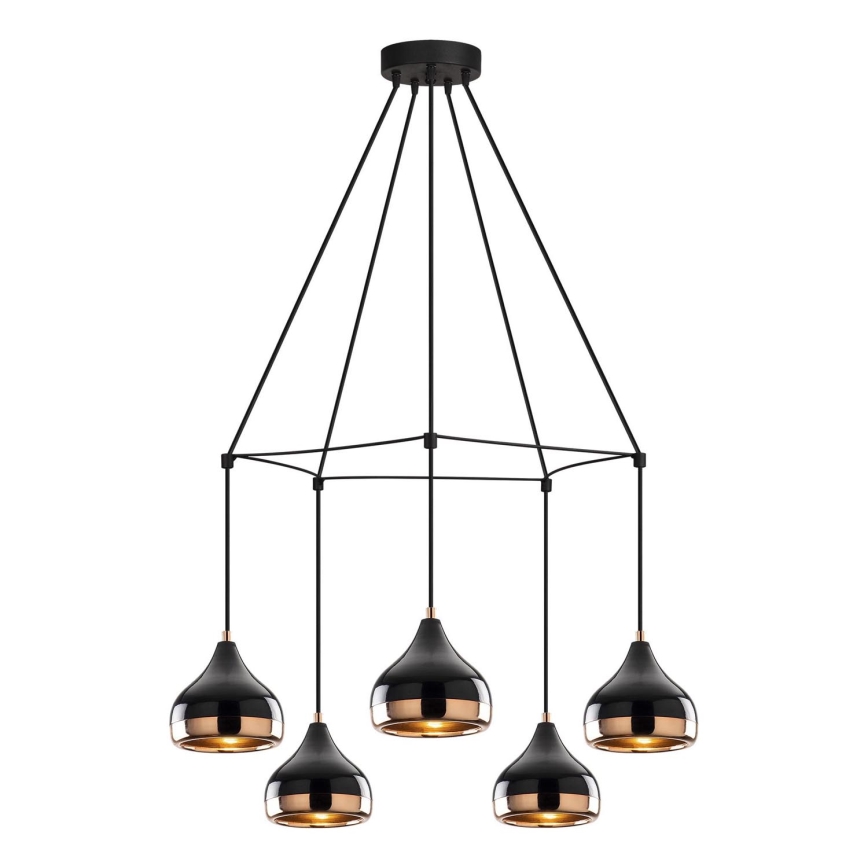 Lustr na lanku YILDO 5xE27/40W/230V černá/měděná