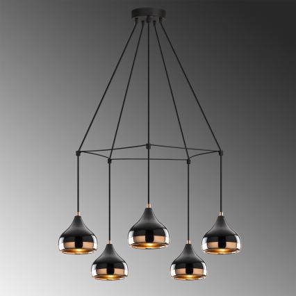 Lustr na lanku YILDO 5xE27/40W/230V černá/měděná