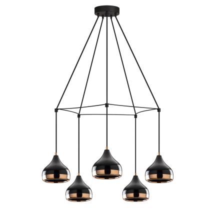 Lustr na lanku YILDO 5xE27/40W/230V černá/měděná