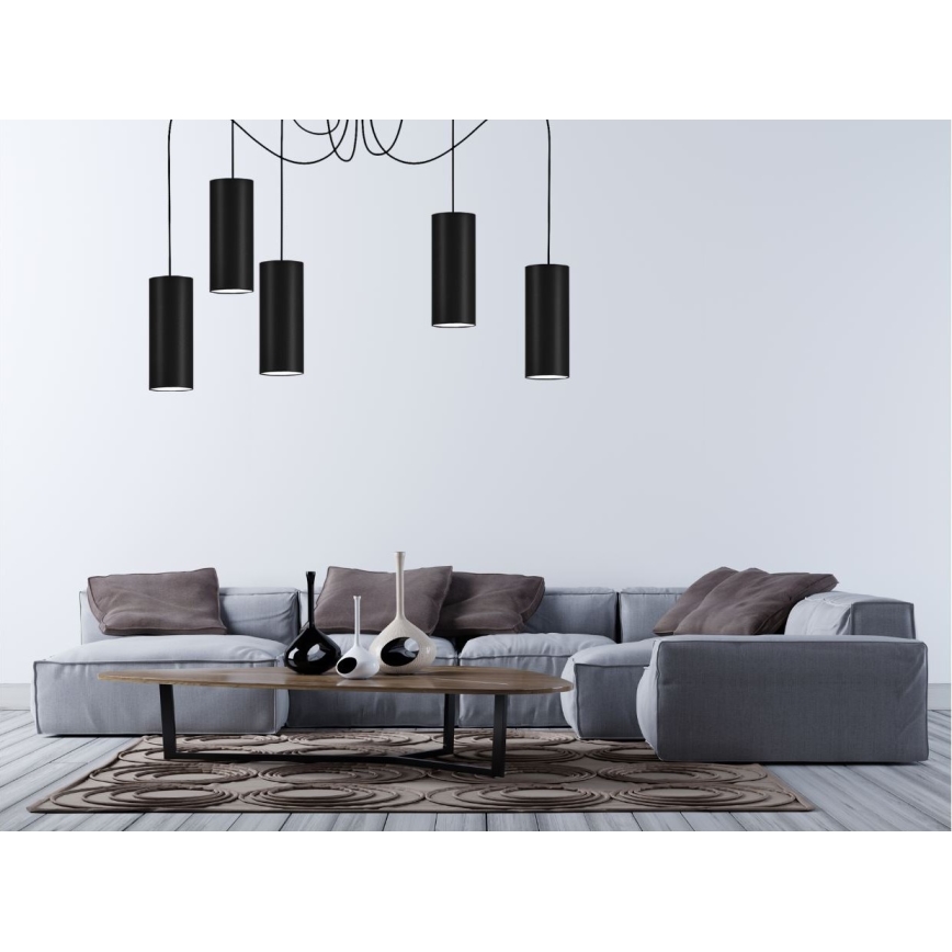 Lustr na lanku ZIK 5xE27/40W/230V pavouk černá