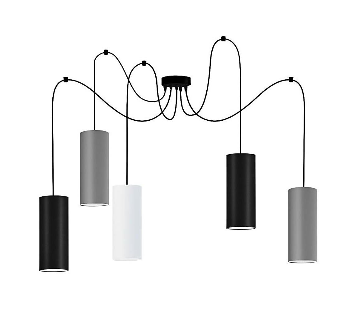 Belis Lustr na lanku ZIK 5xE27/40W/230V šedá/černá/bílá BE0433