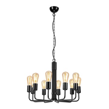 Lustr na řetězu 10xE27/60W/230V černá