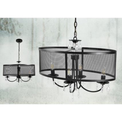 Lustr na řetězu BRESSO 4xE14/12W/230V černá