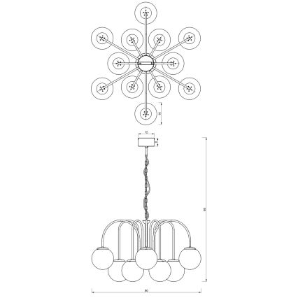 Lustr na řetězu CAMBRIDGE 12xE14/60W/230V černá