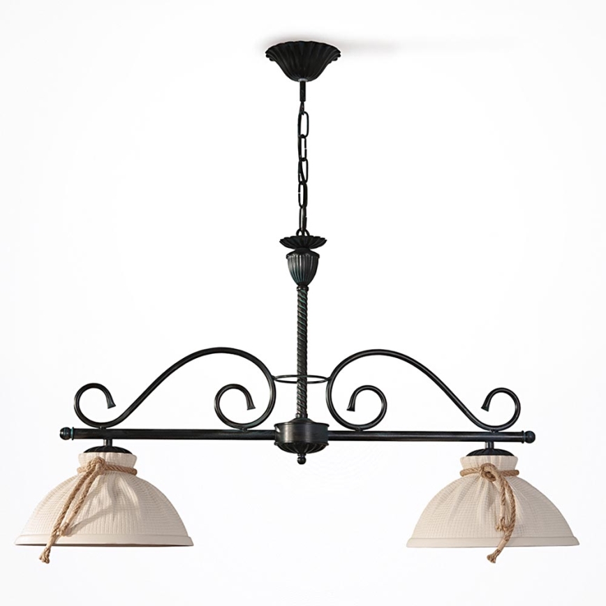 Lustr na řetězu COUNTRY 2xE27/60W/230V tmavý