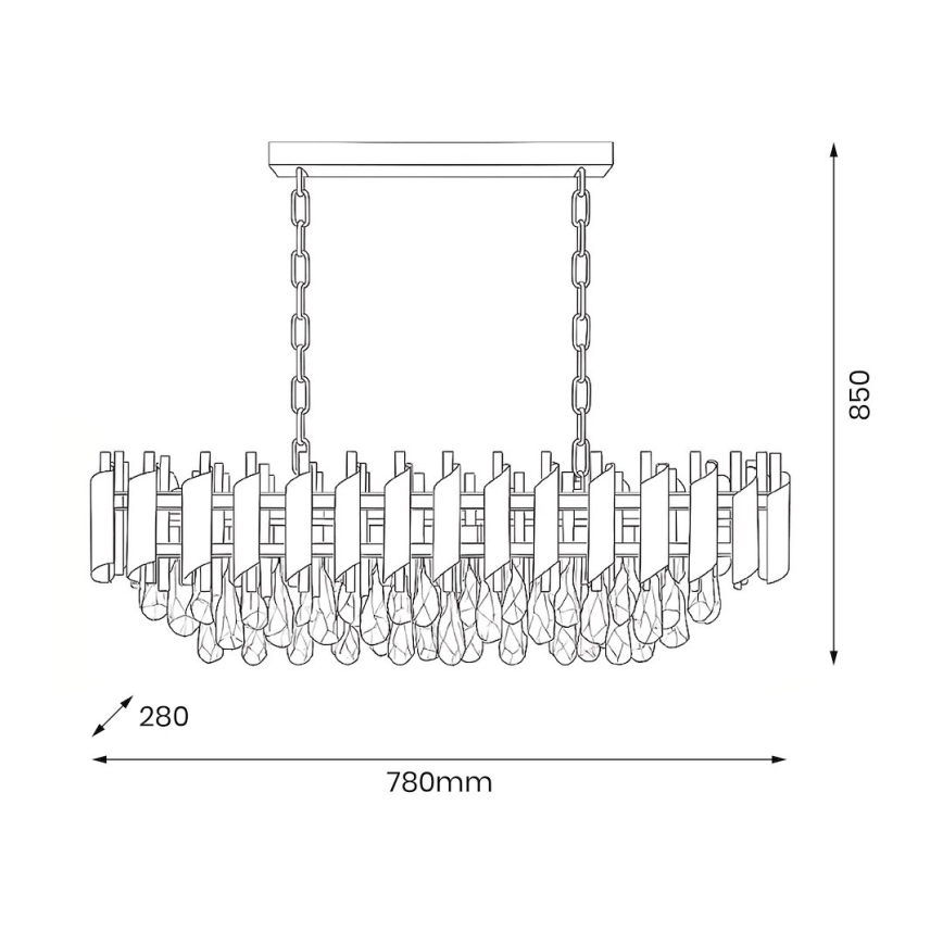 Lustr na řetězu CRISTAL 10xE14/10W/230V černá/zlatá