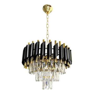 Lustr na řetězu CRISTAL 5xE14/40W/230V zlatá/černá