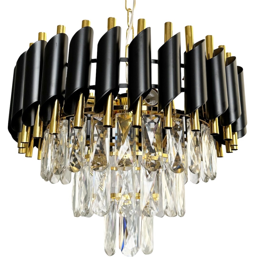 Lustr na řetězu CRISTAL 5xE14/40W/230V zlatá/černá