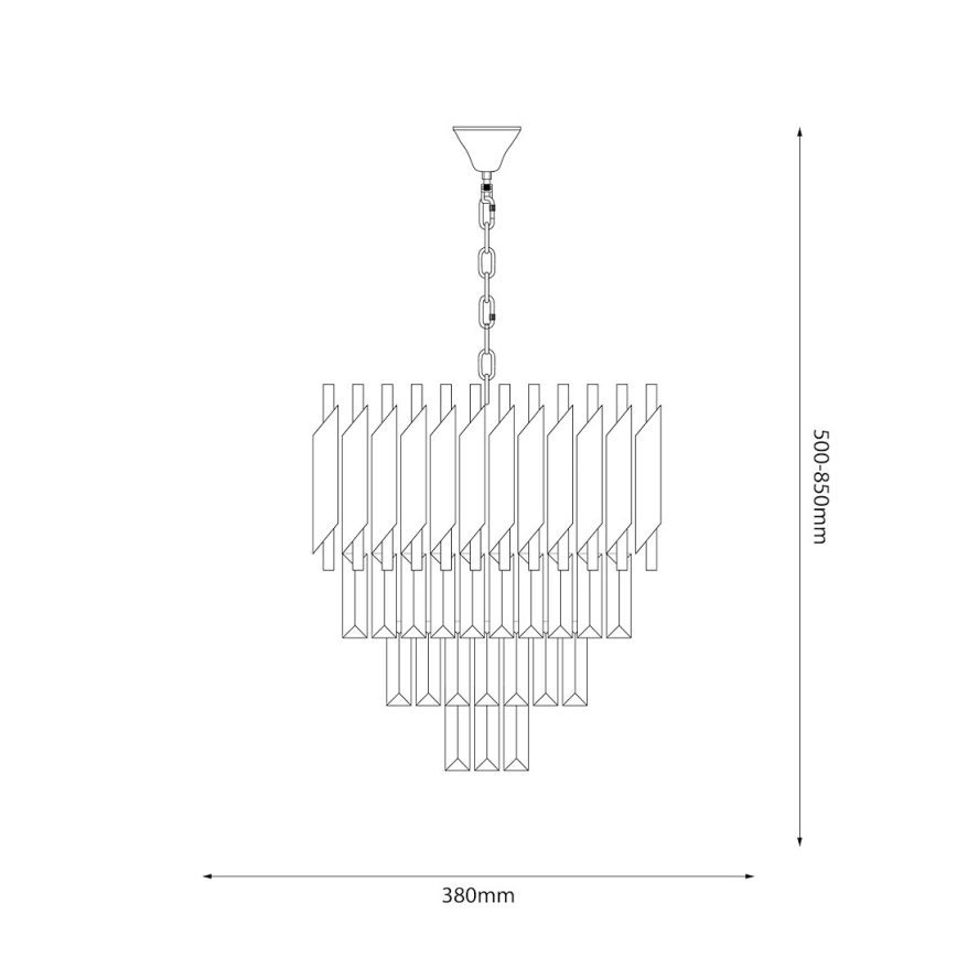 Lustr na řetězu CRISTAL 5xE14/40W/230V zlatá/černá