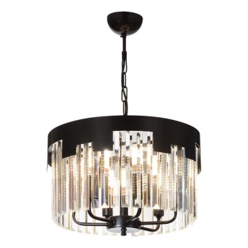 Lustr na řetězu CRYSTALLINE 6xE27/40W/230V černá