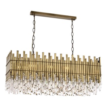 Lustr na řetězu CRYSTALLINE 8xE27/40W/230V mosaz