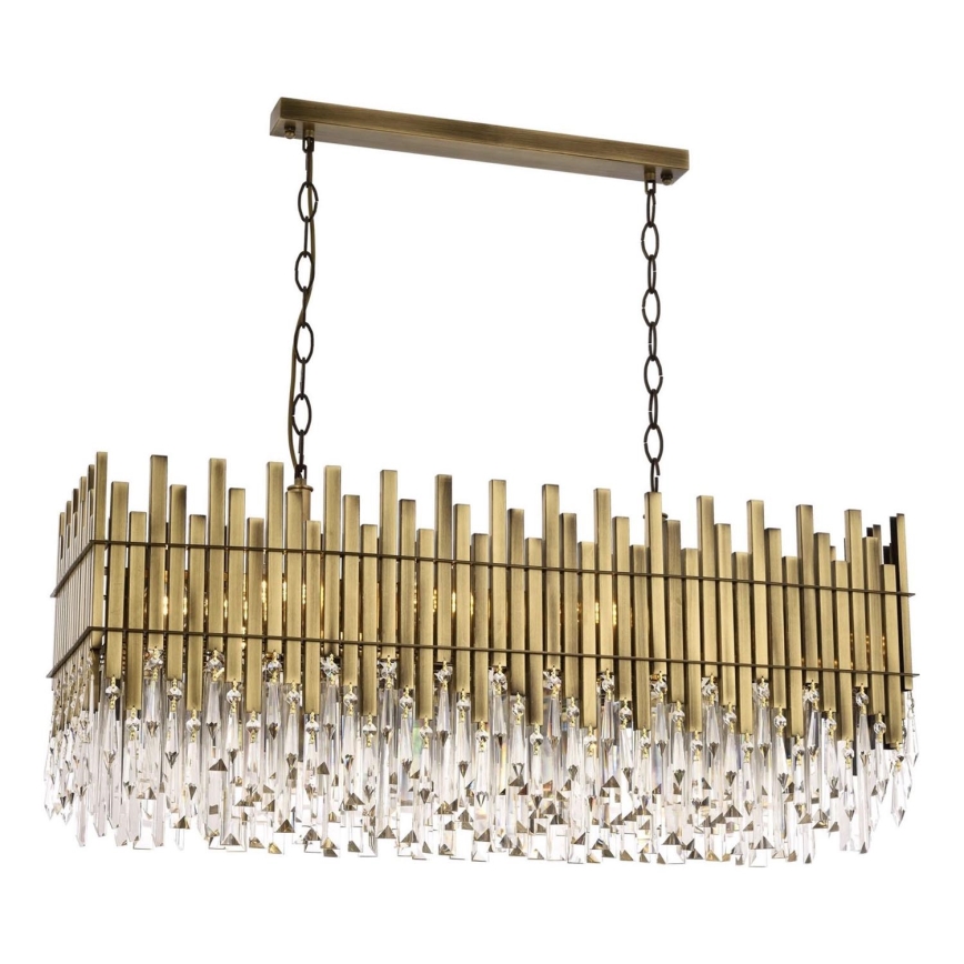 Lustr na řetězu CRYSTALLINE 8xE27/40W/230V mosaz