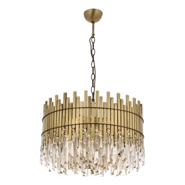 Lustr na řetězu CRYSTALLINE 8xE27/40W/230V pr. 60 cm mosaz