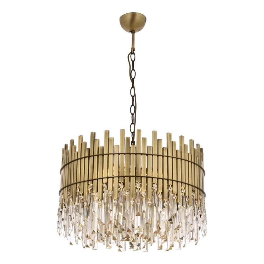 Lustr na řetězu CRYSTALLINE 8xE27/40W/230V pr. 60 cm mosaz