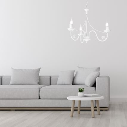 Lustr na řetězu DONATO 3xE14/40W/230V bílá