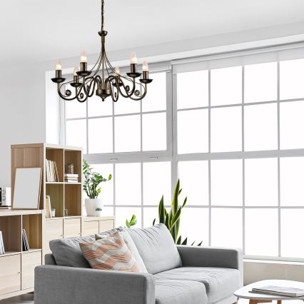 Lustr na řetězu DONATO 6xE14/40W/230V