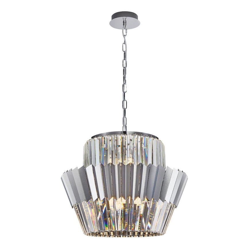 Lustr na řetězu DONNA 12xE14/40W/230V pr. 55 cm matný chrom