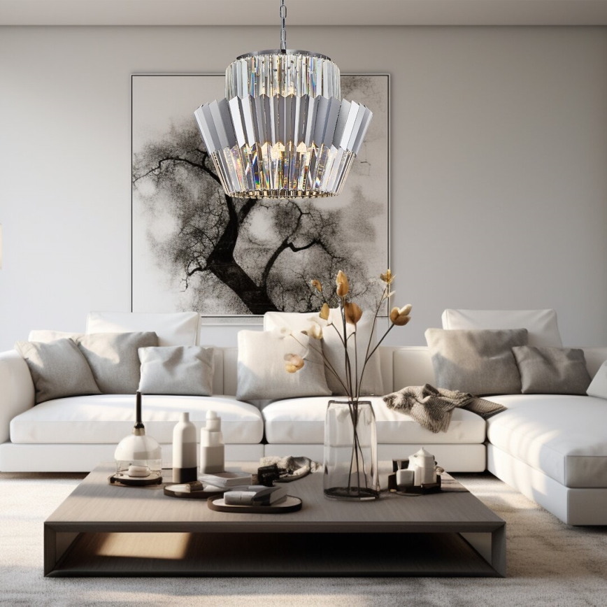 Lustr na řetězu DONNA 12xE14/40W/230V pr. 55 cm matný chrom