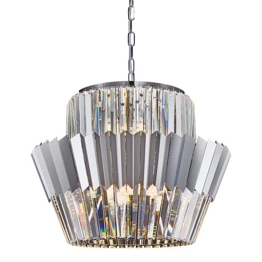 Lustr na řetězu DONNA 12xE14/40W/230V pr. 55 cm matný chrom