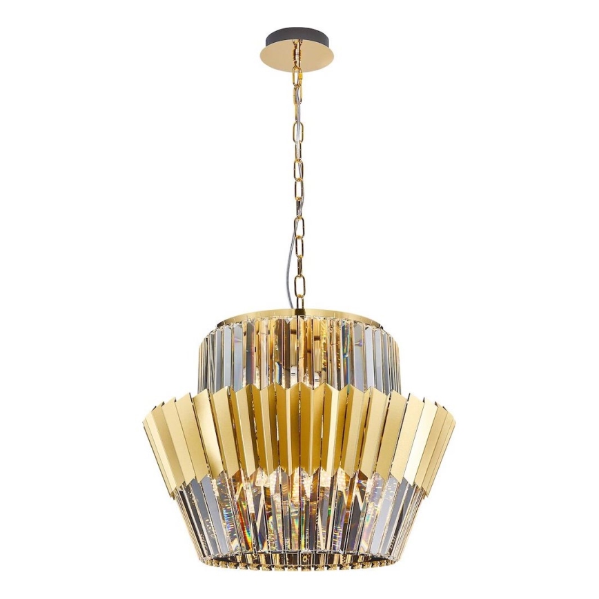 Lustr na řetězu DONNA 12xE14/40W/230V pr. 55 cm zlatá