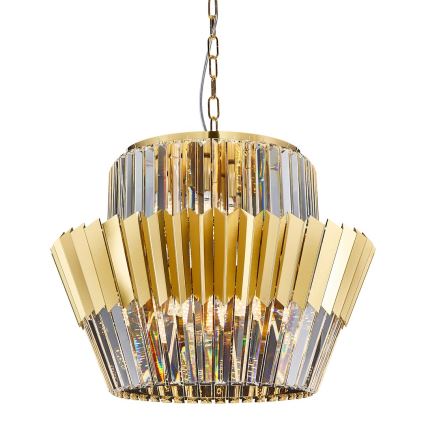 Lustr na řetězu DONNA 12xE14/40W/230V pr. 55 cm zlatá