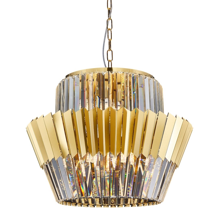 Lustr na řetězu DONNA 12xE14/40W/230V pr. 55 cm zlatá