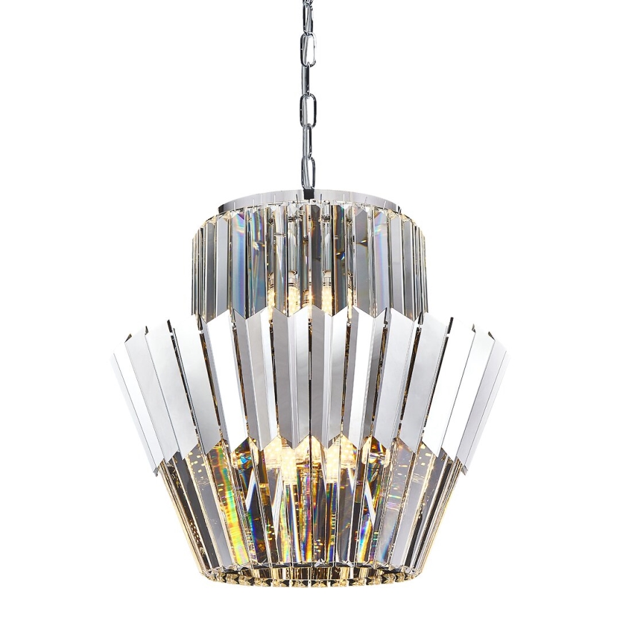 Lustr na řetězu DONNA 9xE14/40W/230V pr. 45 cm matný chrom
