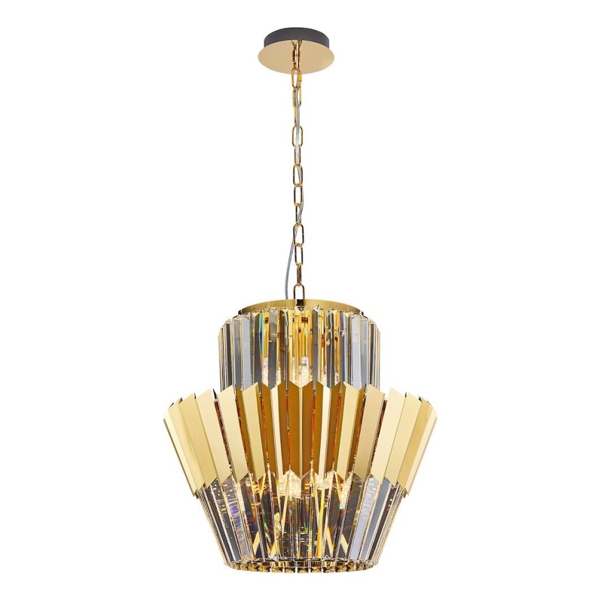 Lustr na řetězu DONNA 9xE14/40W/230V pr. 45 cm zlatá