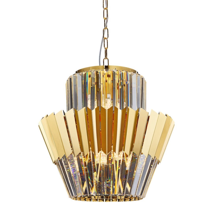 Lustr na řetězu DONNA 9xE14/40W/230V pr. 45 cm zlatá