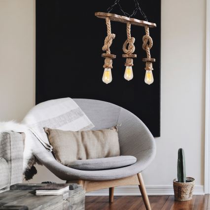 Lustr na řetězu EREBOS 3xE27/40W/230V hnědá