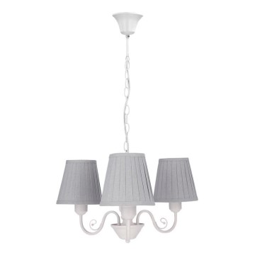 Lustr na řetězu FIREZ 3xE27/40W/230V bílá/šedá