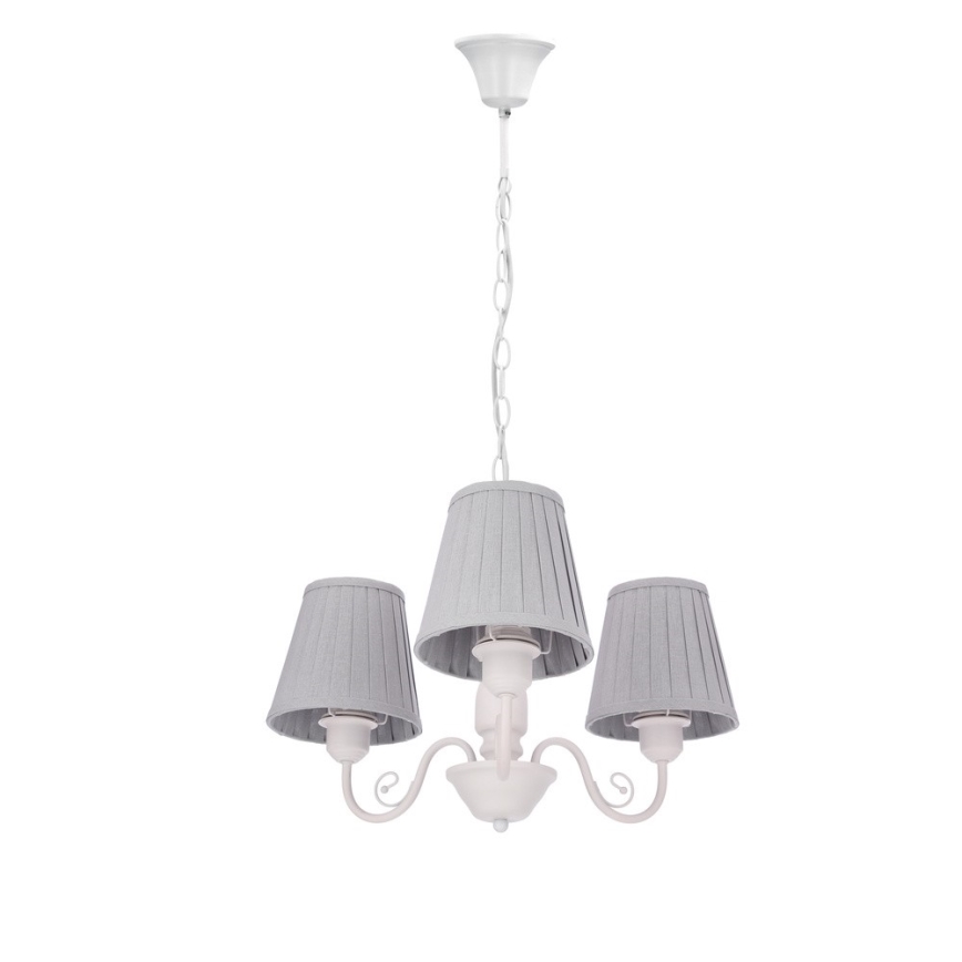 Lustr na řetězu FIREZ 3xE27/40W/230V bílá/šedá
