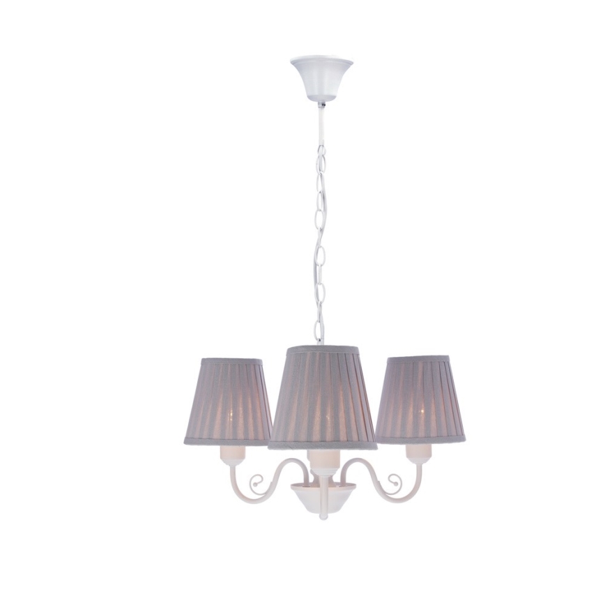 Lustr na řetězu FIREZ 3xE27/40W/230V bílá/šedá