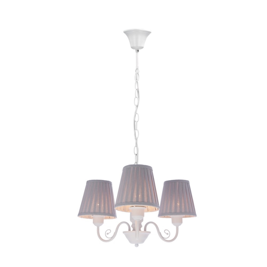 Lustr na řetězu FIREZ 3xE27/40W/230V bílá/šedá