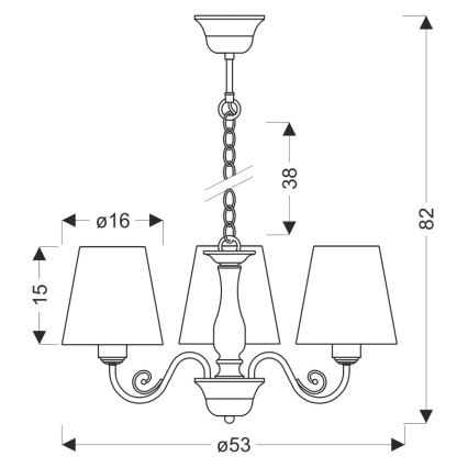 Lustr na řetězu FIREZ 3xE27/40W/230V bílá/šedá