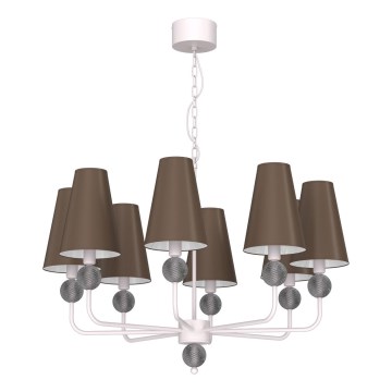 Lustr na řetězu GRENADA 8xE14/15W/230V hnědá/krémová