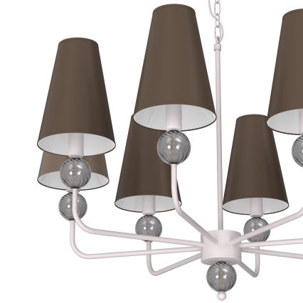 Lustr na řetězu GRENADA 8xE14/15W/230V hnědá/krémová