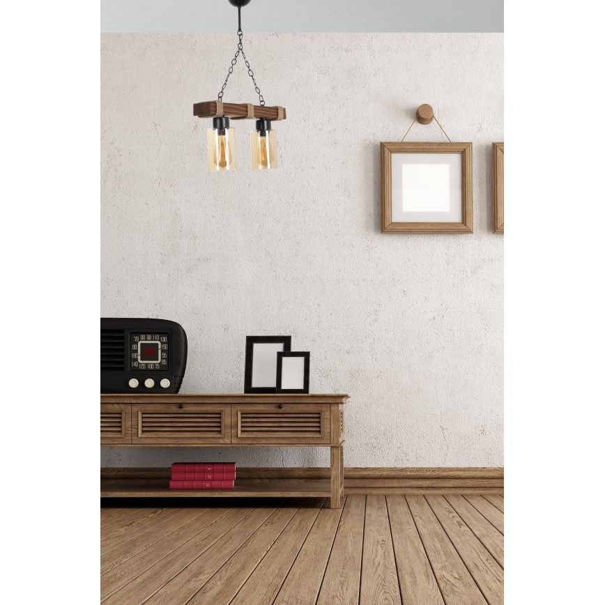 Lustr na řetězu JASMIN 2xE27/40W/230V hnědá/béžová