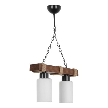 Lustr na řetězu JASMIN 2xE27/40W/230V hnědá/bílá