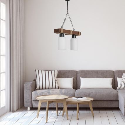 Lustr na řetězu JASMIN 2xE27/40W/230V hnědá/bílá