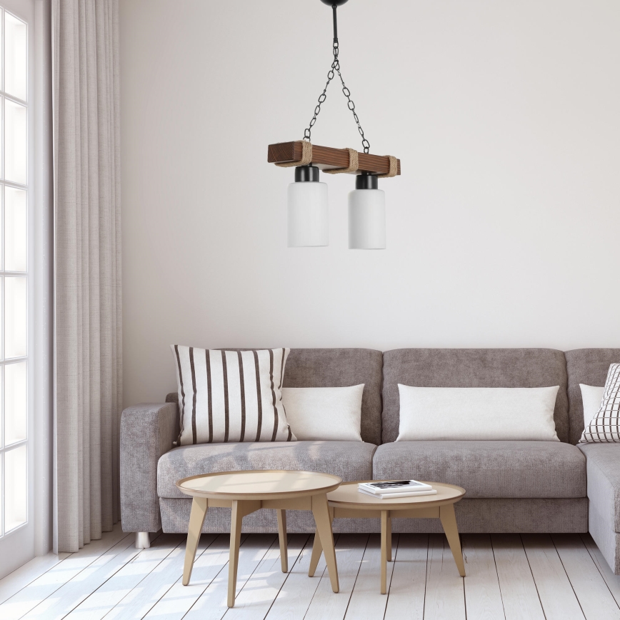 Lustr na řetězu JASMIN 2xE27/40W/230V hnědá/bílá