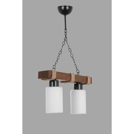 Lustr na řetězu JASMIN 2xE27/40W/230V hnědá/bílá