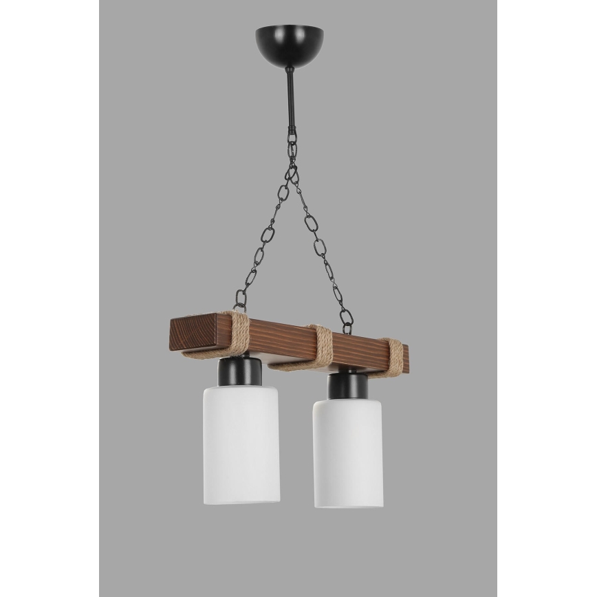 Lustr na řetězu JASMIN 2xE27/40W/230V hnědá/bílá