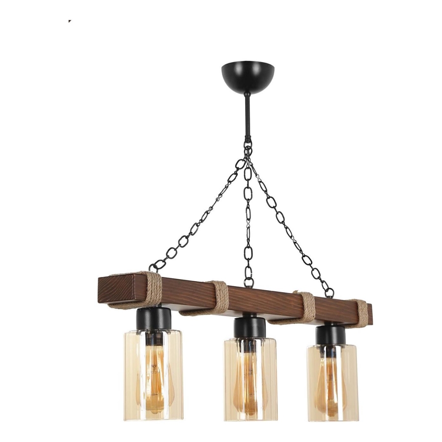 Lustr na řetězu JASMIN 3xE27/40W/230V hnědá/béžová