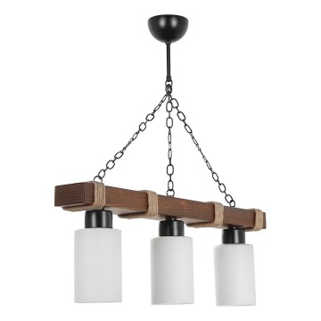 Lustr na řetězu JASMIN 3xE27/40W/230V hnědá/bílá