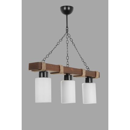 Lustr na řetězu JASMIN 3xE27/40W/230V hnědá/bílá