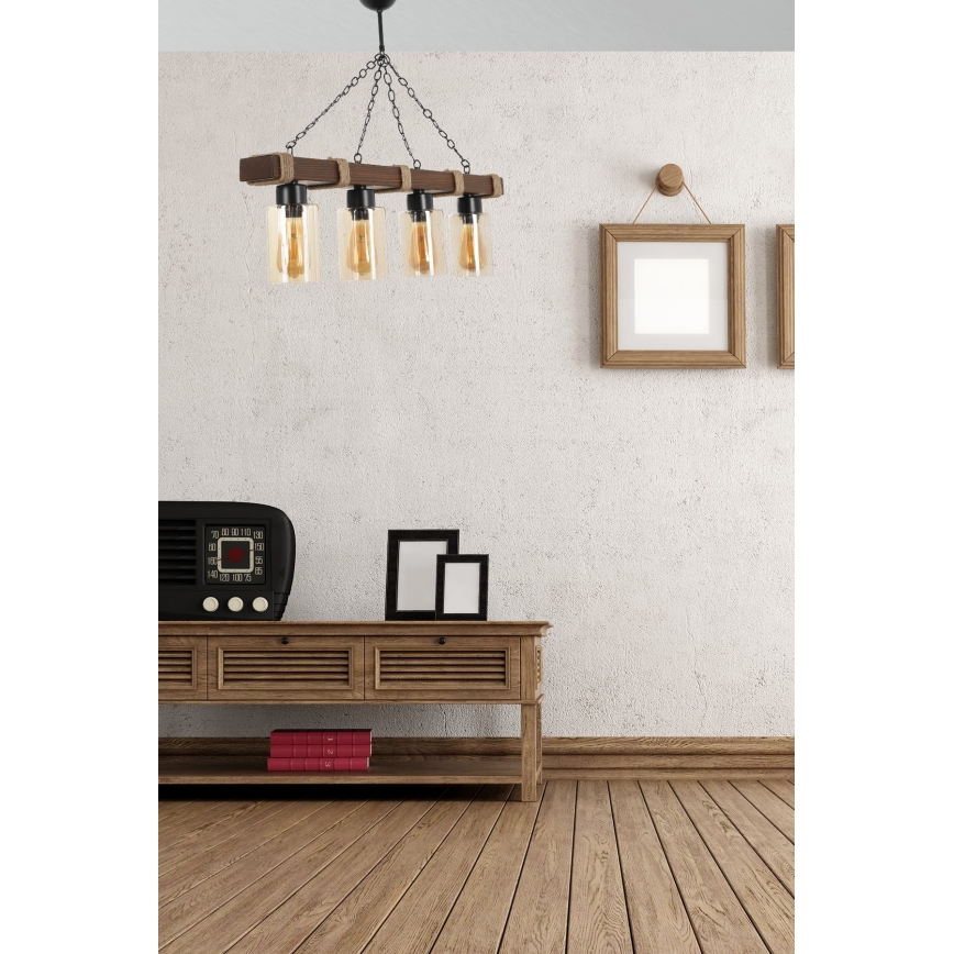 Lustr na řetězu JASMIN 4xE27/40W/230V hnědá/béžová