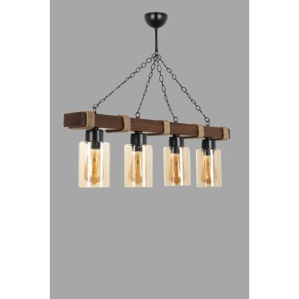 Lustr na řetězu JASMIN 4xE27/40W/230V hnědá/béžová