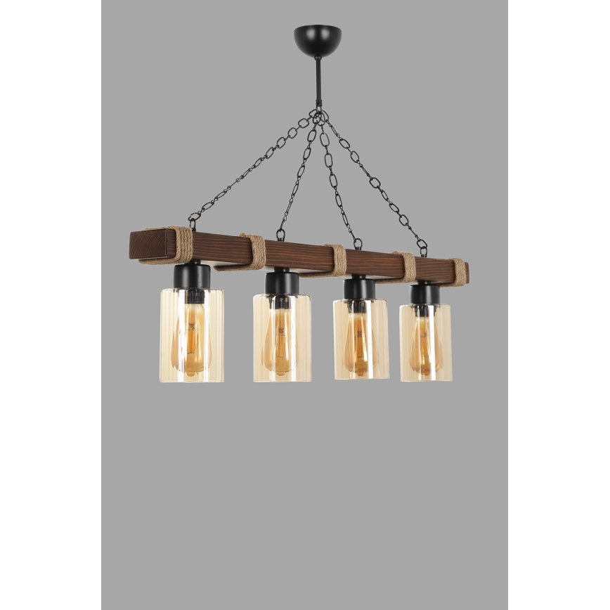 Lustr na řetězu JASMIN 4xE27/40W/230V hnědá/béžová